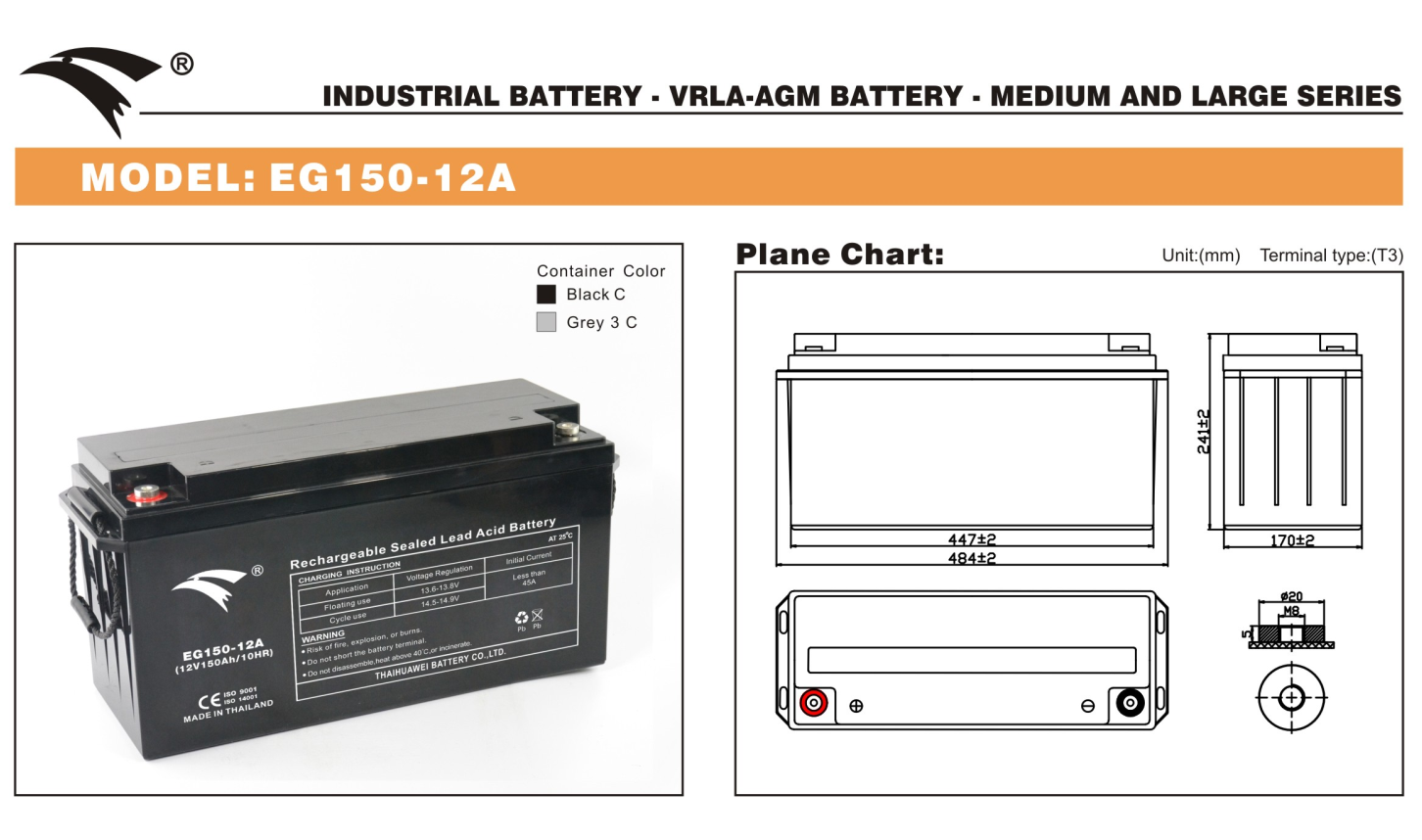 Bình ắc quy cho bộ lưu điện UPS EAGLE EG150-12/A 12V-150AH (HÀNG NGOẠI NHẬP)