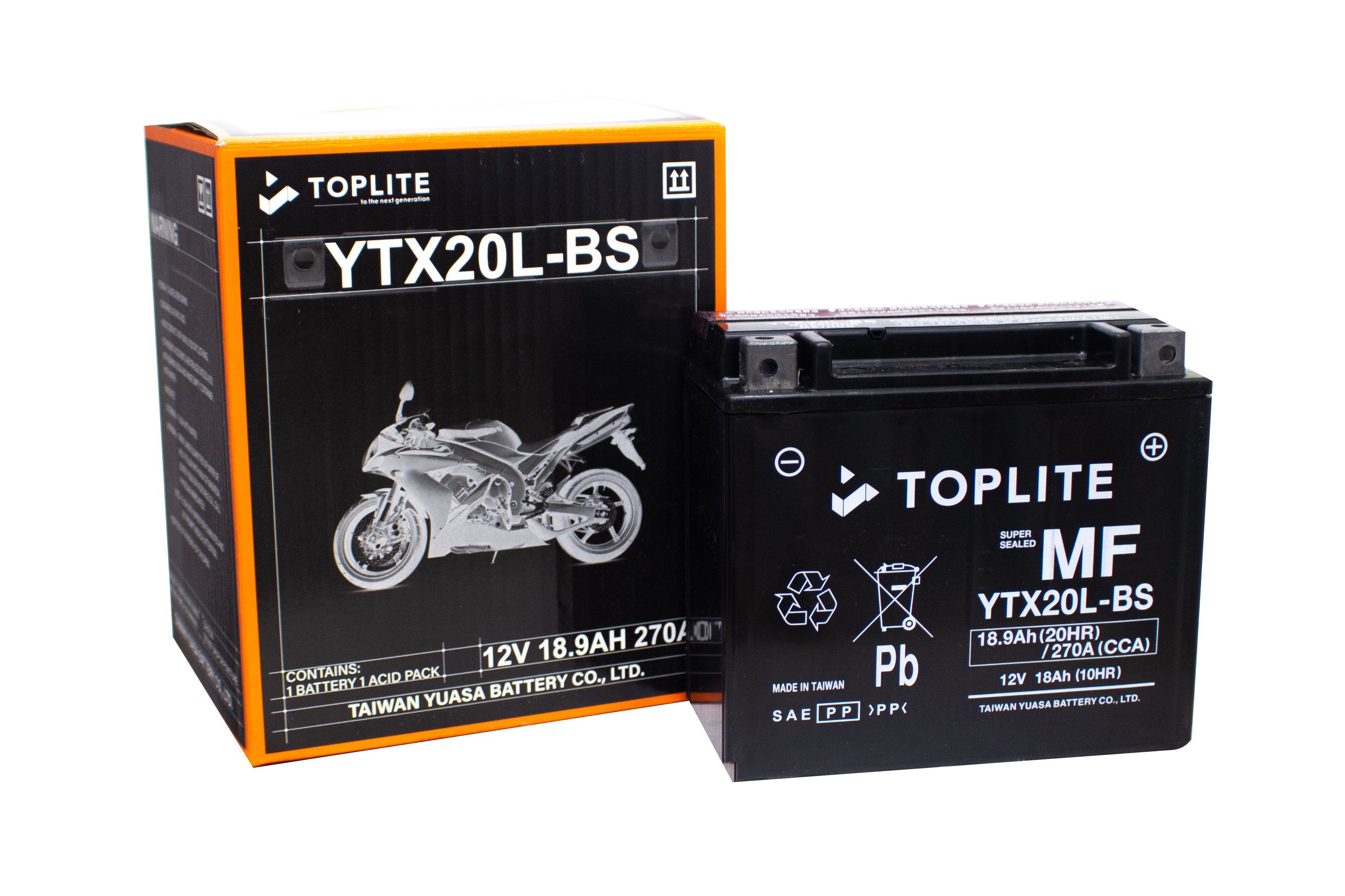 Ắc Quy Moto PKL Toplite YTX20L-BS 12V-18Ah (HÀNG NGOẠI NHẬP)